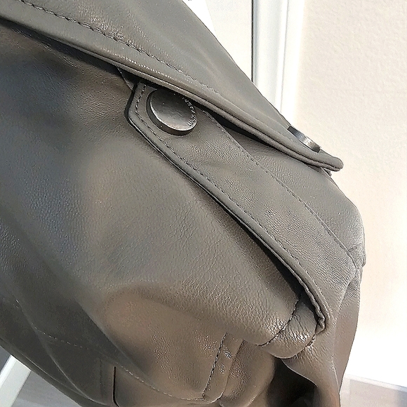 🔥Lucky Brand NWT Gray Vegan Leather Moto Asymmetrical Zipper Closure Jacket 🖤 - Picture 15 of 16